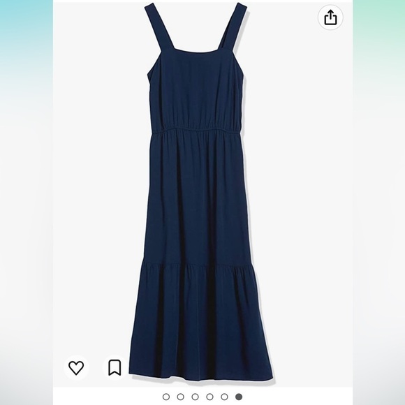 NWT XXL blue Amazon Essentials Women's Fluid Twill Tiered Midi Summer Dress - Picture 5 of 5